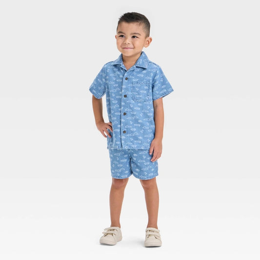 Cat & Jack Toddler Boys' Denim Shirt Shorts Set 3T