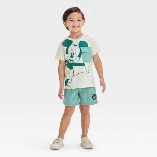 Disney Mickey Mouse 2pc T-Shirt & Shorts Set 5T Green boys
