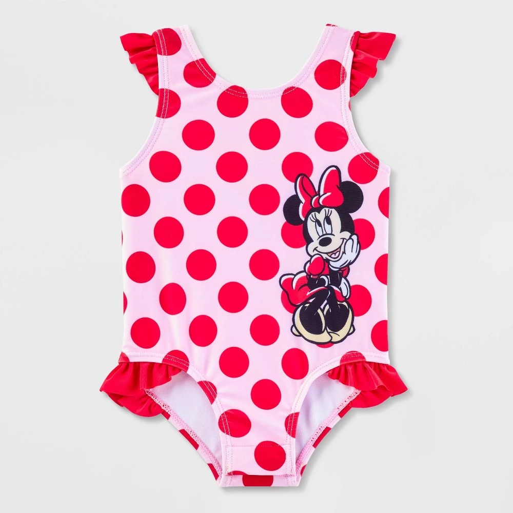 Disney Minnie Mouse Swimsuit 9M - Pink UPF 50+ Rash Guard girl