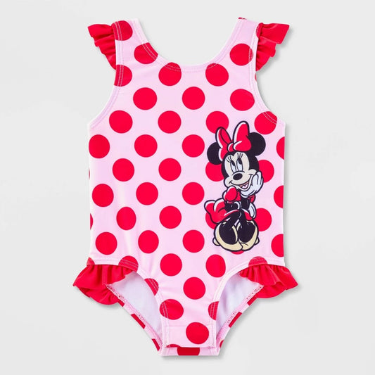 Disney Minnie Mouse Swimsuit 9M - Pink UPF 50+ Rash Guard girl