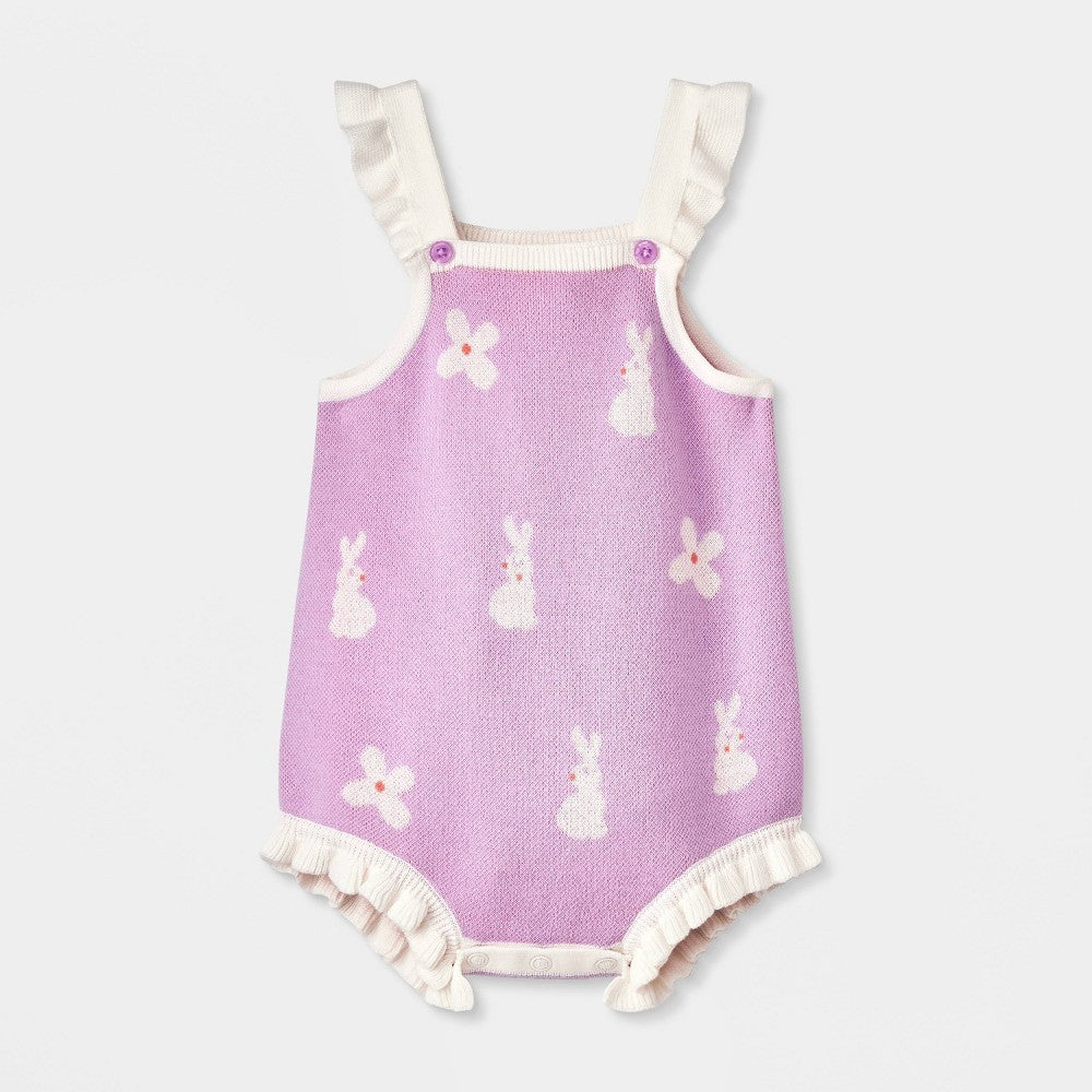 Cat & Jack Baby Girls' Bunny Overalls Set, Purple, 3-6M