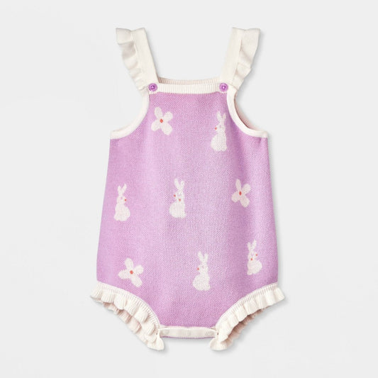Cat & Jack Baby Girls' Bunny Overalls Set, Purple, 3-6M