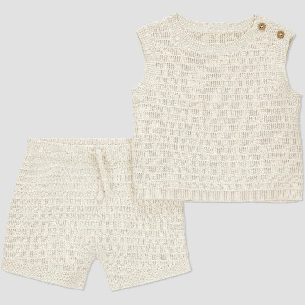 Carter's Baby Boys' Creme Knit Tank Top & Bottom Set - 9M