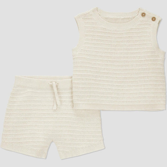 Carter's Baby Boys' Creme Knit Tank Top & Bottom Set - 9M