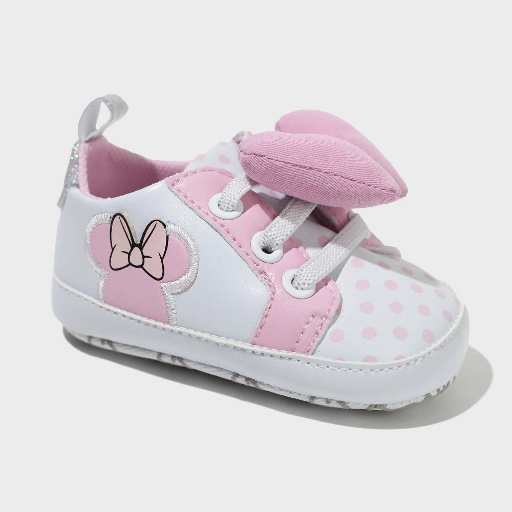 Disney Minnie Crib Sneakers White, Size Elastic Laces girl baby 3