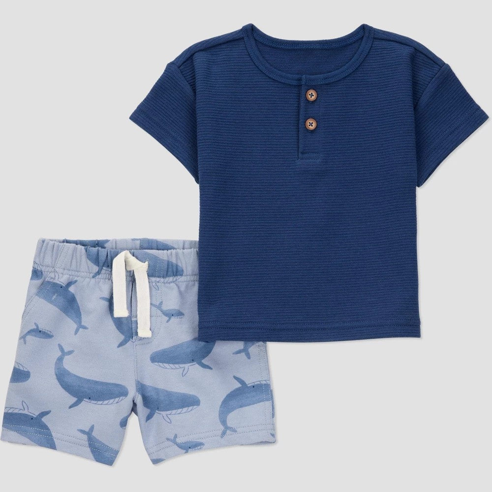 Carter's Baby Boys' Textured Whale Set Navy Blue 12M