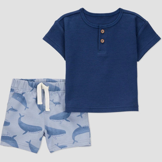 Carter's Baby Boys' Textured Whale Set Navy Blue 12M