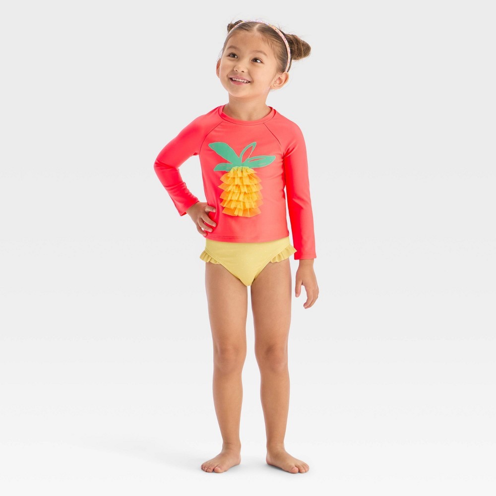 Cat & Jack Toddler 2T Long Sleeve Rash Guard Tankini Set girl