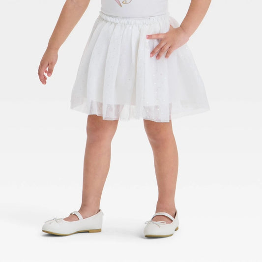 Cat & Jack Toddler Girls' Tulle Skirt 18M Cream Recycled Polyester