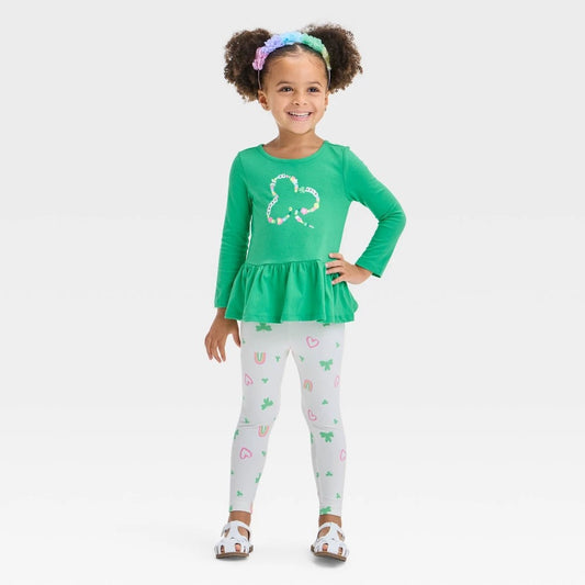 Toddler Girls' Friendship Bracelet Top and Bottom Set - Cat & Jack Bright Green 2T