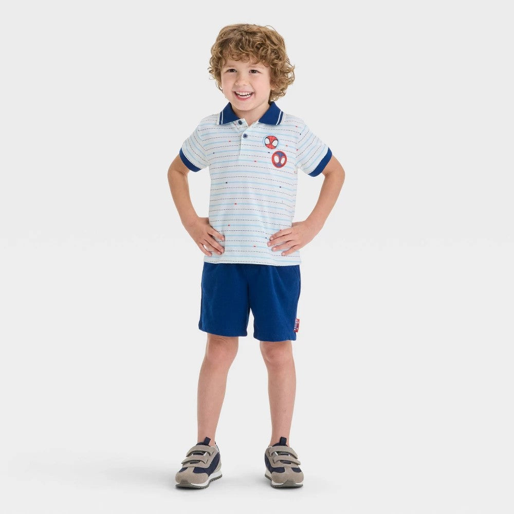Spider-Man Miles Morales Polo & Shorts Set 5T Dark Blue boys