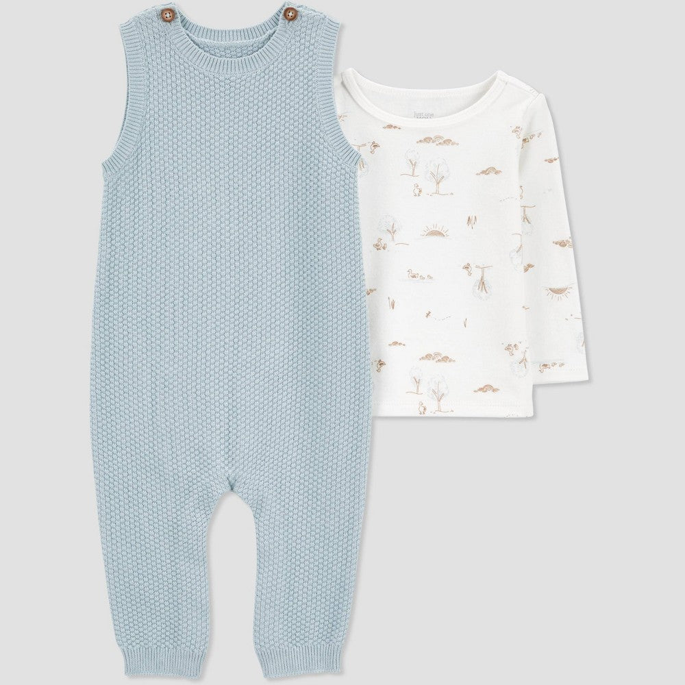 Carter's Just One You® Baby Boys' Cable Knit Undershirt & Bottom Set - Blue 12M: Cotton, Midweight, Snap Closure
