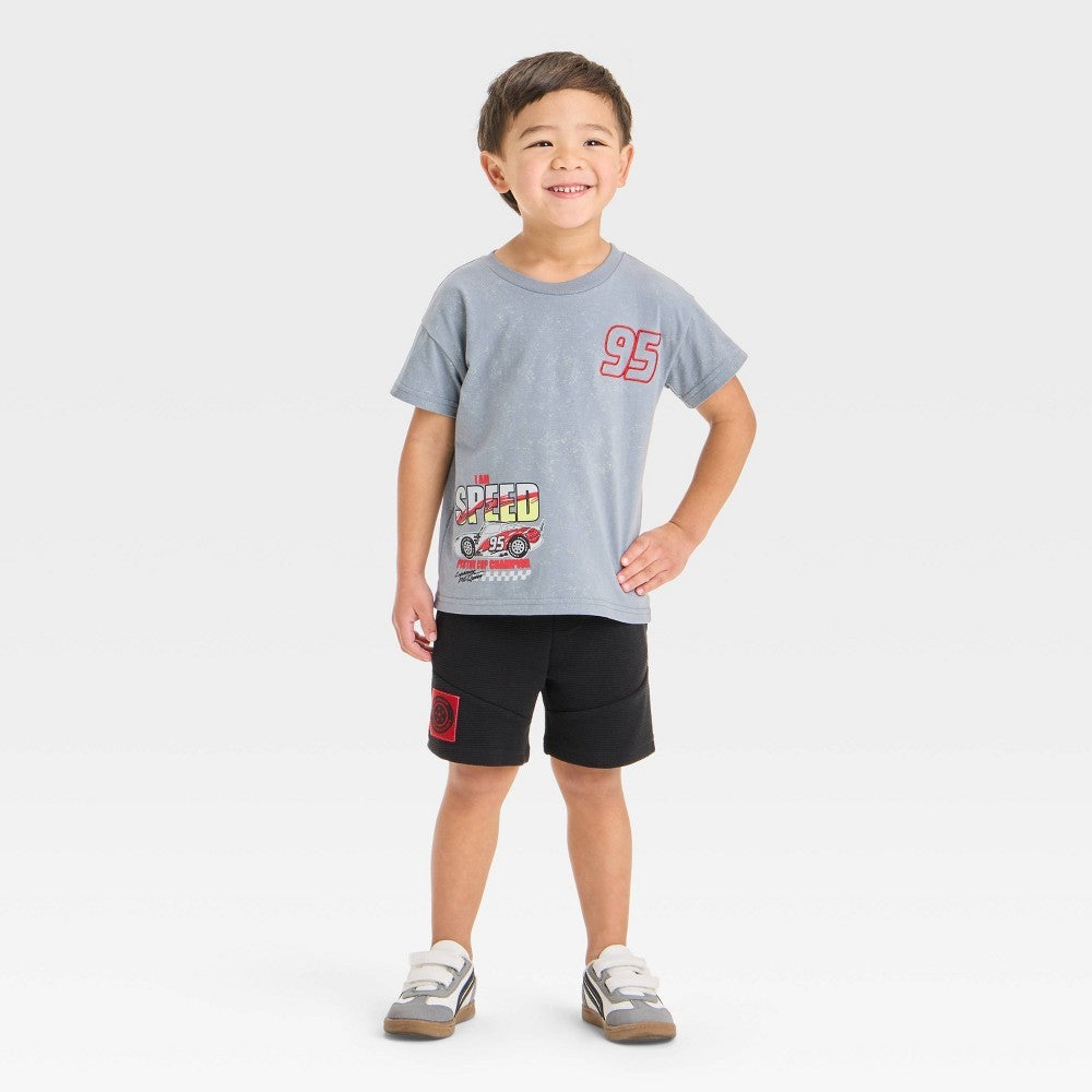 Toddler Boys' 2pc Disney Pixar Cars Lightning McQueen T-Shirt & Shorts Set - Gray 3T