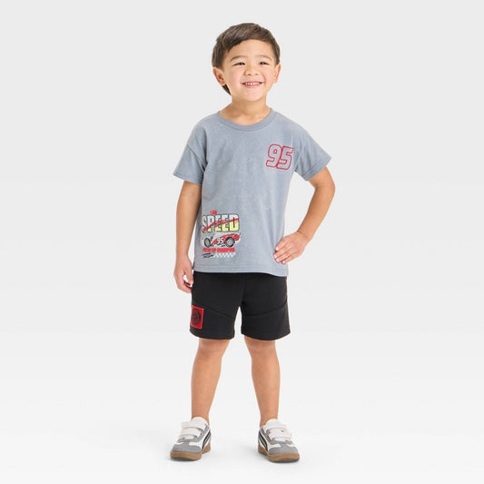 Toddler Boys' 2pc Disney Pixar Cars Lightning McQueen T-Shirt & Shorts Set - Gray 3T