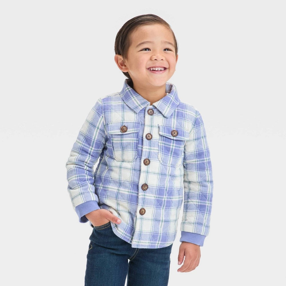 OshKosh B'gosh Boys' 5T Quilted Plaid Jacket - Cream/Blue