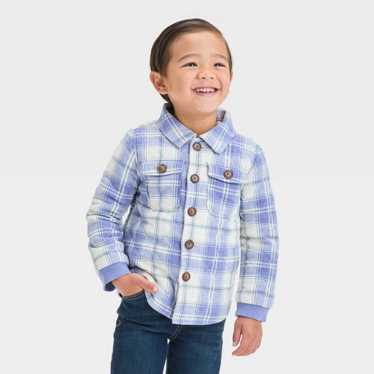 OshKosh B'gosh Boys' 5T Quilted Plaid Jacket - Cream/Blue