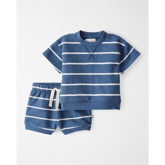 Little Planet by Carter's Baby Boys 2-Pc. Organic Cotton French Terry Top & Shorts Knit Set - Dark Sea Blue