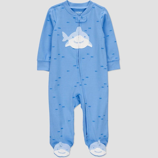Carter's Baby Boys' Footed Sleep N' Play Blue 3M, Sharks