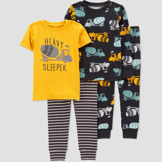 Carter's Toddler Boys' 4pc Construction Pajamas - Yellow/Gray 2T