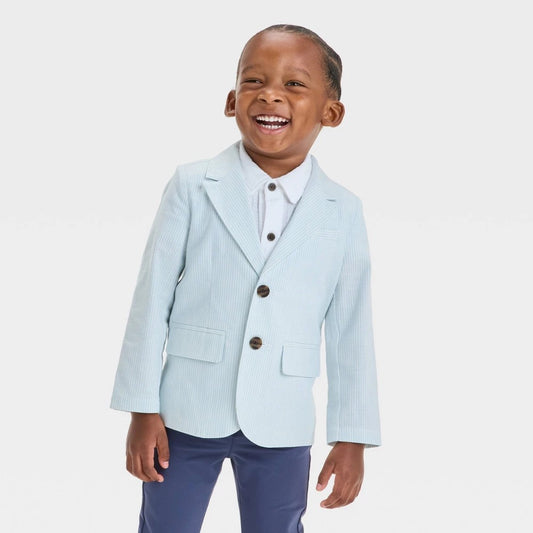Toddler Boys' Striped Chambray Blazer - Cat & Jack™ Soft Blue 3T