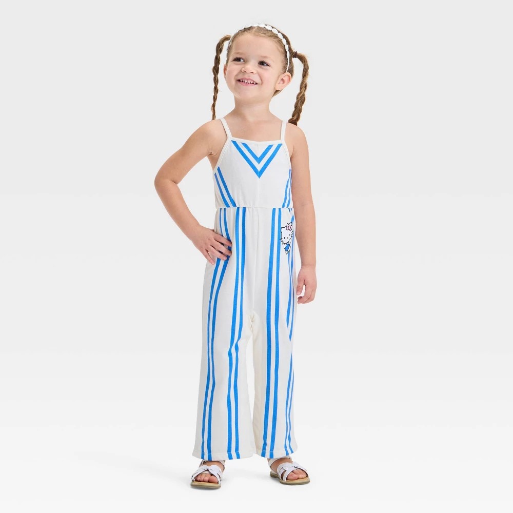 Hello Kitty Toddler Girls' Striped Romper Blue/White 3T girl