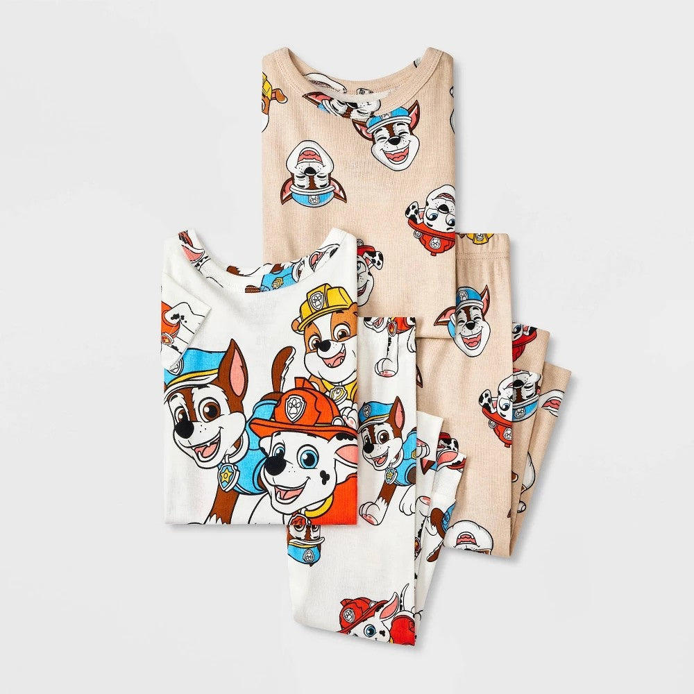 Toddler Boys' 4pc Snug Fit Cotton PAW Patrol Pajama Set - White 12M