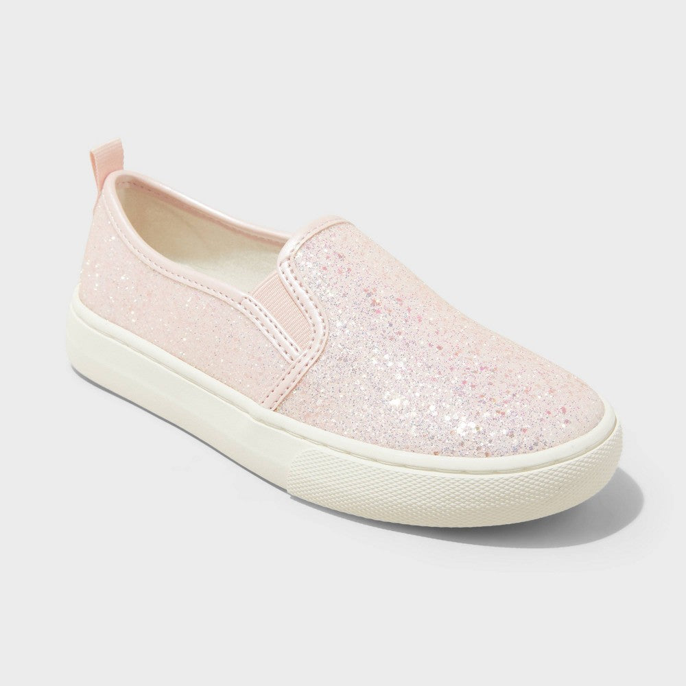 Kids' Charlotte Slip-on Sneakers - Cat & Jack™ Blush 5: Faux Leather, Non-Marking Sole, Closed Round Toe, Low Top - Girl