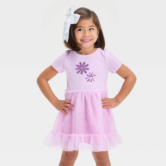 Toddler Girls' Daisy Tulle Dress - Cat & Jack Light Purple 3T