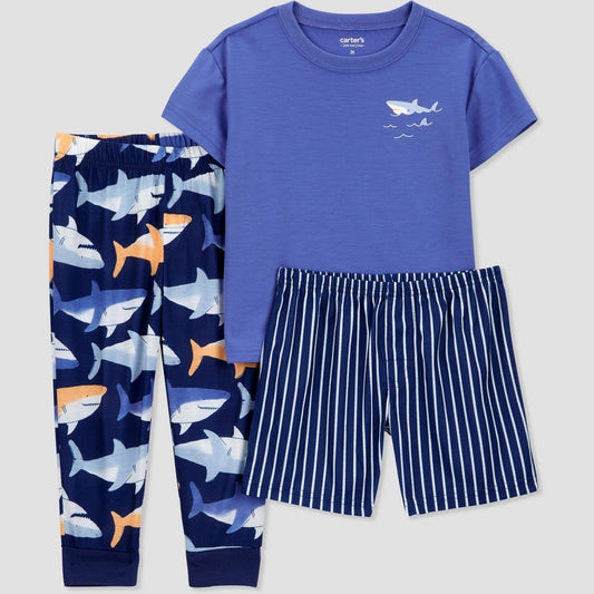 Carter's Just One You Toddler Boys' 3pc Sharks Pajama Set - Dark Blue 18M