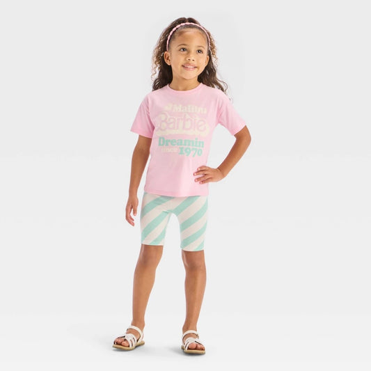 Barbie Toddler Girls' 2pc T-Shirt & Biker Shorts Set 3T Pink