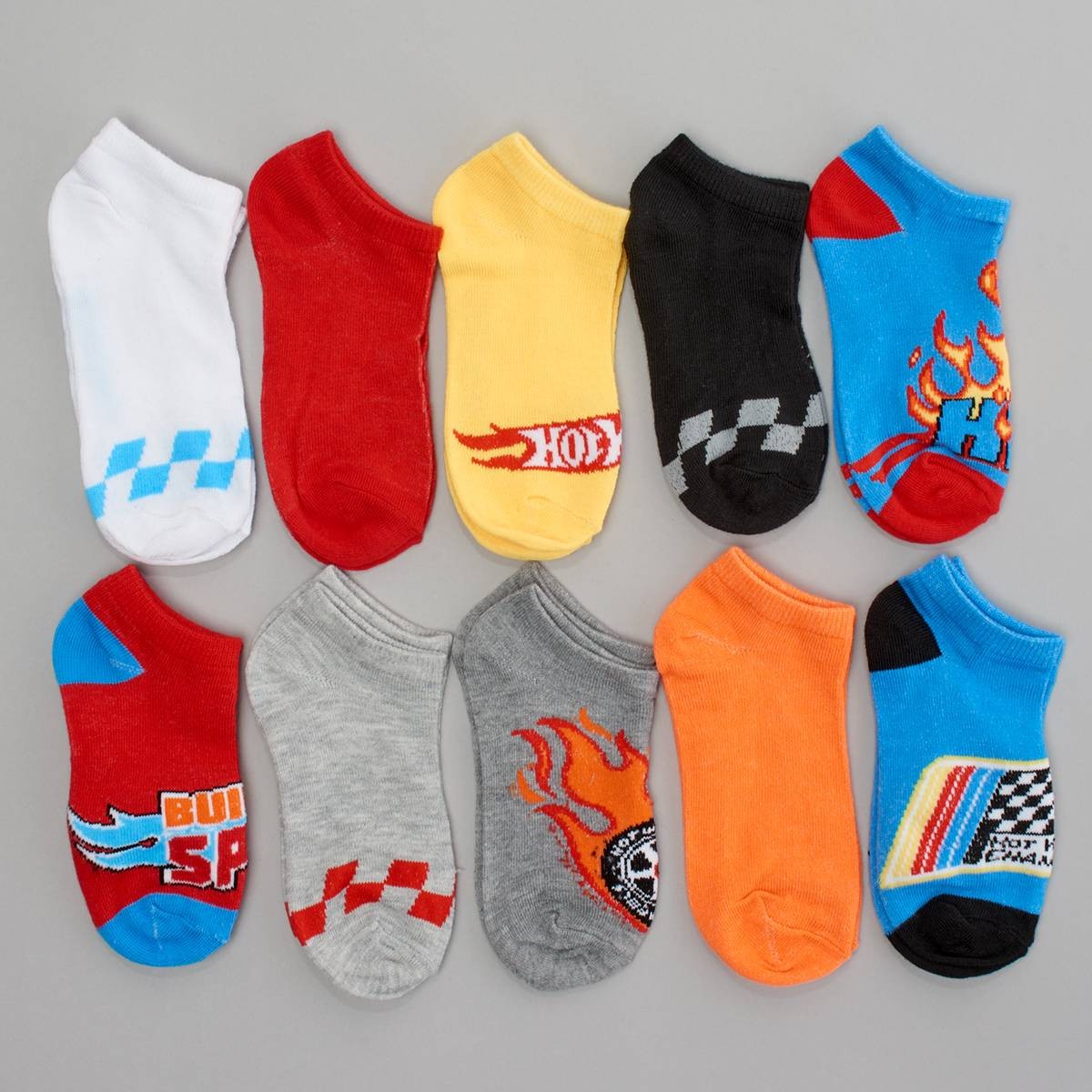 Mattel Hot Wheels Boys Socks Size 6-8.5, 10pk.