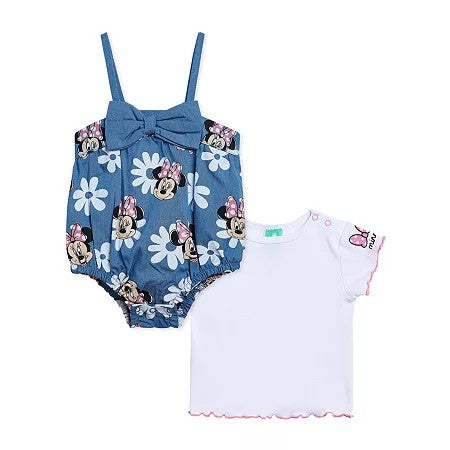 Disney Minnie Mouse Baby Girls Shortall Set, 24 Months, Blue