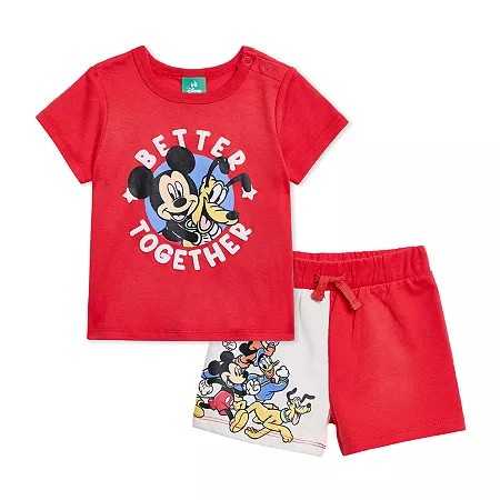 Disney Mickey Mouse Baby Boys Short Set, 3-6 Months, Red