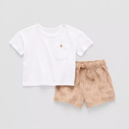 Okie Dokie Baby Boys 2-pc Short Set, 12 Months, White