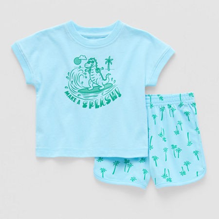Okie Dokie Baby Boys 2-pc Short Set, 12 Months, Blue