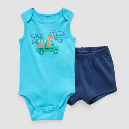 Okie Dokie Baby Boys 2-pc Short Set, 12 Months, Blue