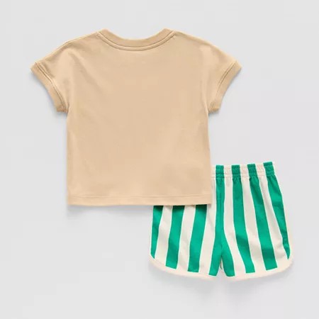 Okie Dokie Baby Boys 2-Pc Short Set, 12 Months Beige