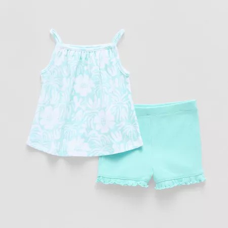Okie Dokie Baby Girls 2-Pc. Short Set Nb-