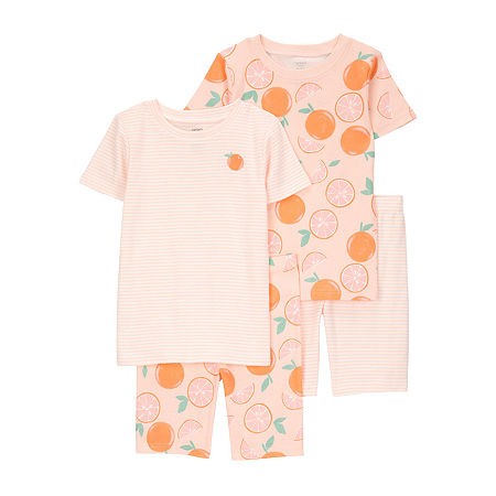 Carter's Girls Size 4 Snug Fit Cotton Pajama Set, Orange