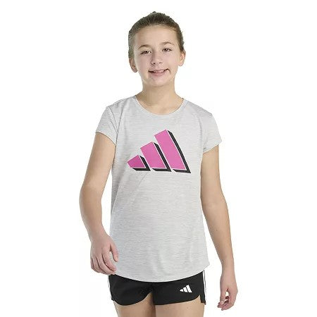 Adidas Girls' Graphic T-Shirt Medium Gray Slim Fit
