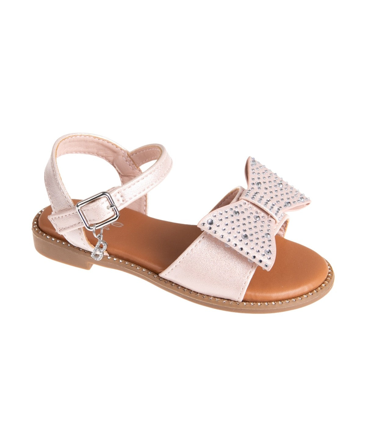 Bebe Rhinestone Bow Sandals Blush, Size 13 Girl