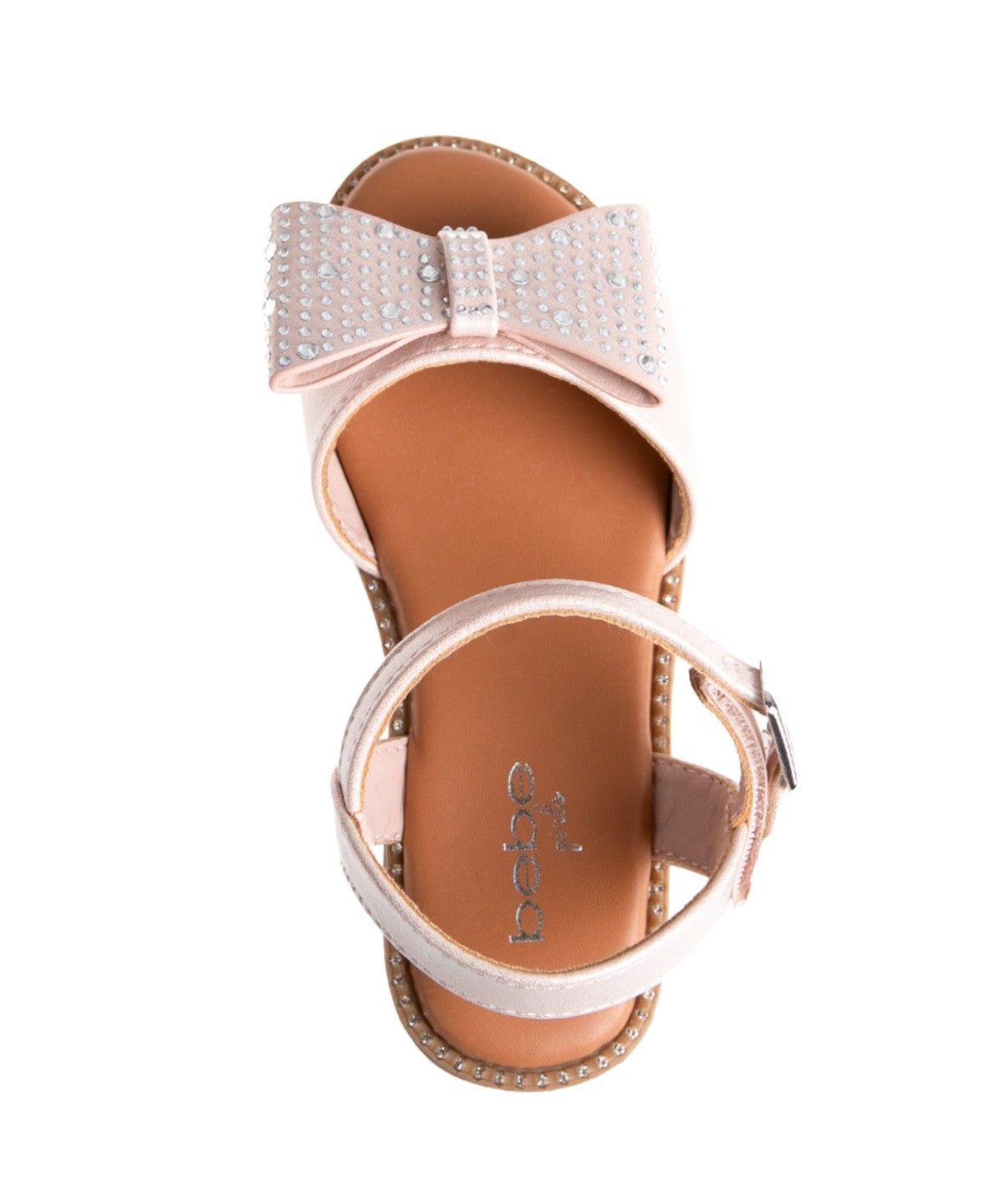 Bebe Rhinestone Bow Sandals Blush, Size 13 Girl