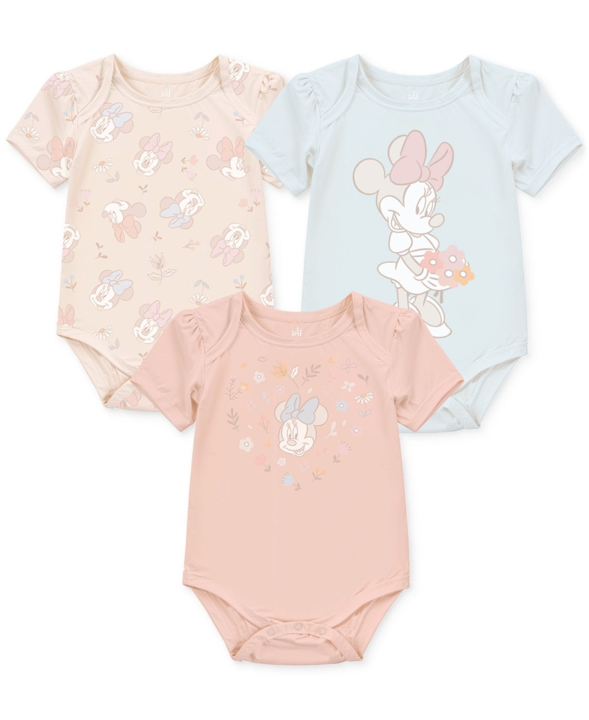Disney Minnie Mouse Bodysuits, Pack of 3 - 3M Pink girl