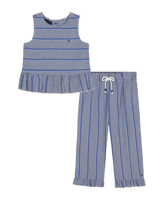 Tommy Hilfiger Baby Girls Ruffled Top and Pants Set, 24 Months