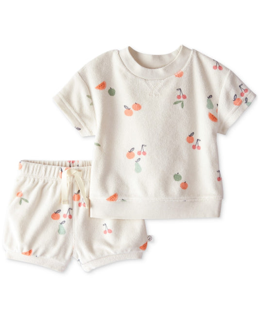 Carter's Organic Cotton Fruit Terry Set,
 6M Sweet Cream girl