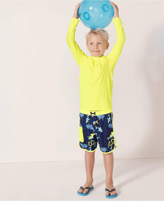 Lands' End Boys Long Sleeve Rash Guard L Neon Yellow