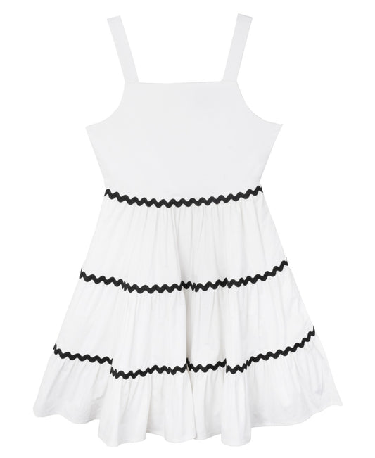Rare Editions Ric-Rac A-Line Dress White, Size 12 girl