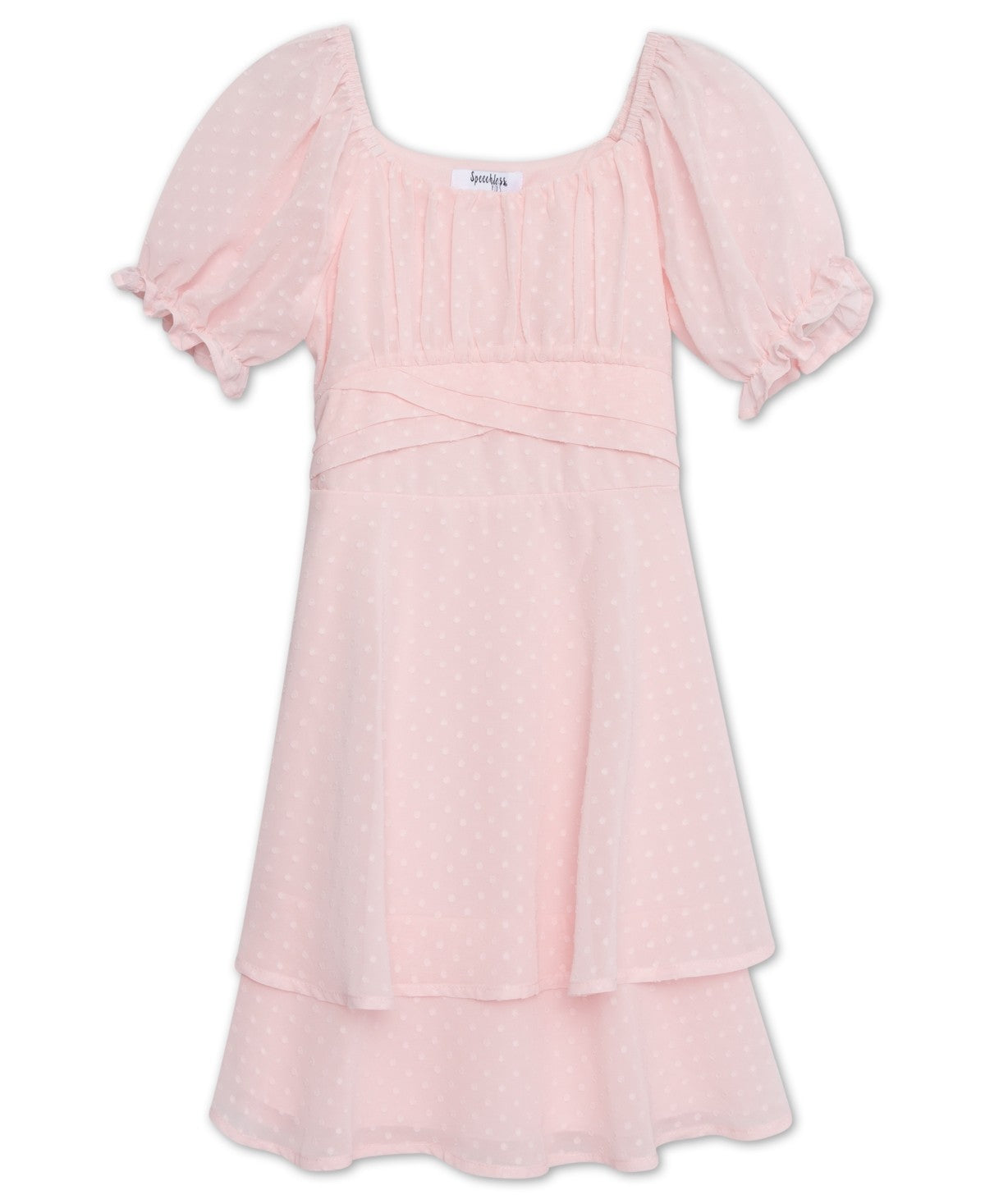 Speechless Pink Girls Short Sleeve Shirred Dress, Size 10