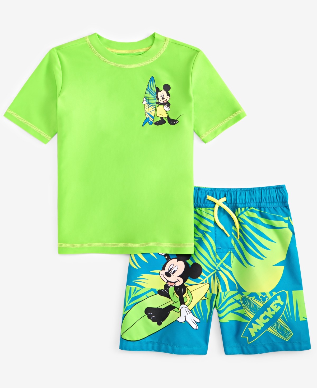 Mickey Mouse Toddler 2T Boys Rash Guard & Swim Trunks Set