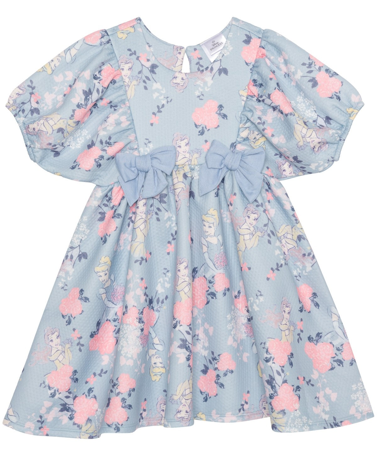 Disney Toddler and Little Girls Princess Flower Short Sleeve Dress - Blue
